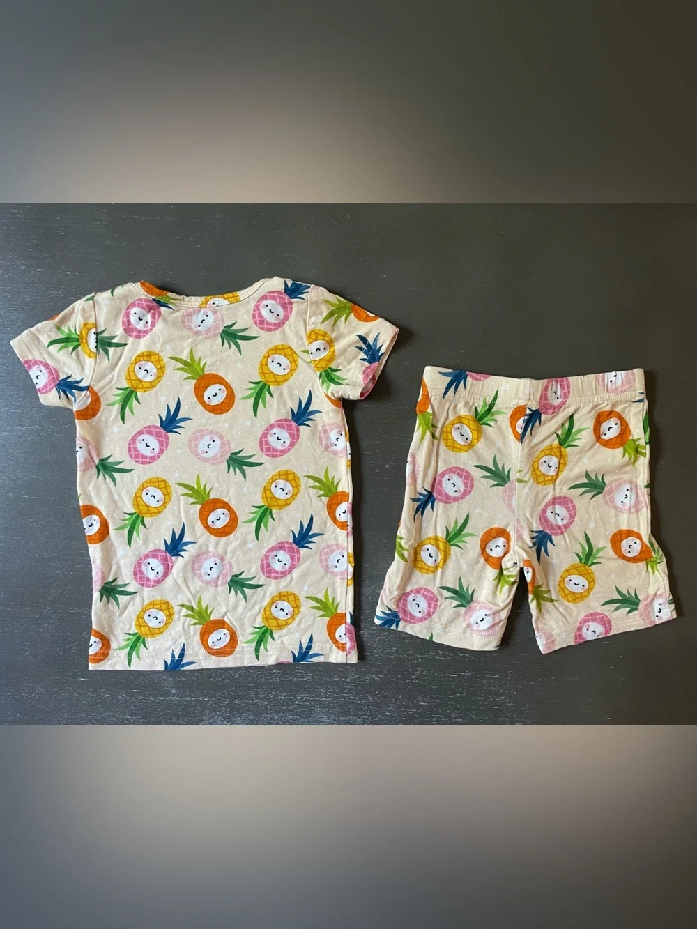 Millie + Roo Short Sleeve and Short Pajama Set in Kawaii Pineapple Print